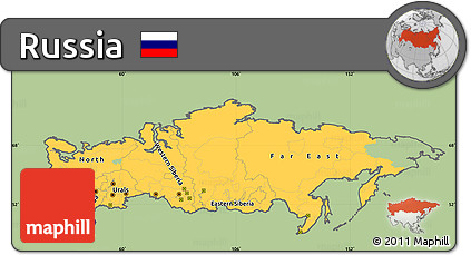 Savanna Style Simple Map of Russia, cropped outside