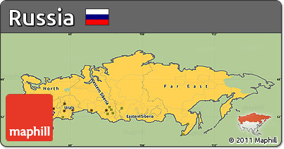 Savanna Style Simple Map of Russia, cropped outside