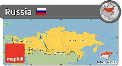 Savanna Style Simple Map of Russia, single color outside