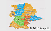 Political 3D Map of Urals, cropped outside