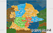 Political 3D Map of Urals, darken