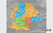 Political 3D Map of Urals, desaturated