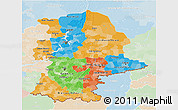Political 3D Map of Urals, lighten