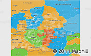 Political 3D Map of Urals, political shades outside