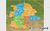 Political 3D Map of Urals, satellite outside