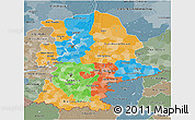 Political 3D Map of Urals, semi-desaturated