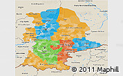 Political 3D Map of Urals, shaded relief outside