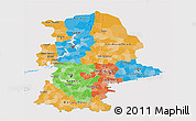 Political 3D Map of Urals, single color outside
