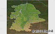 Satellite 3D Map of Urals, darken