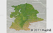Satellite 3D Map of Urals, lighten, semi-desaturated