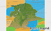 Satellite 3D Map of Urals, political shades outside
