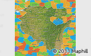 Satellite 3D Map of Bashkiria, political outside