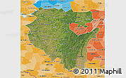Satellite 3D Map of Bashkiria, political shades outside