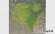 Satellite 3D Map of Bashkiria, semi-desaturated