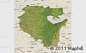 Satellite 3D Map of Bashkiria, shaded relief outside