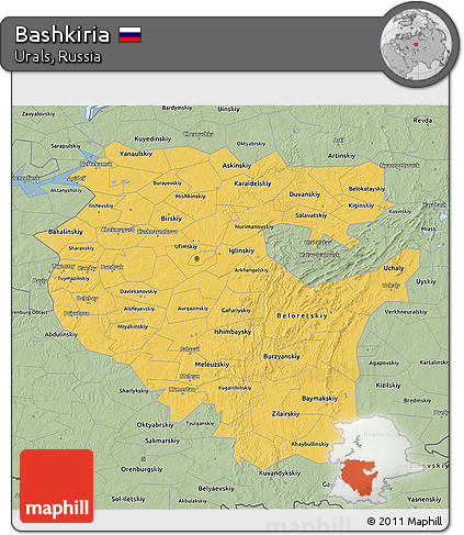 Savanna Style 3D Map of Bashkiria