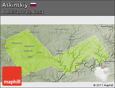 Physical 3D Map of Askinskiy, semi-desaturated