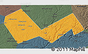 Political 3D Map of Askinskiy, darken, semi-desaturated