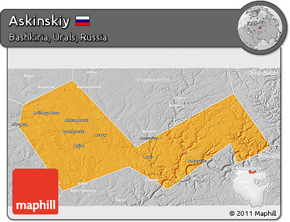 Political 3D Map of Askinskiy, lighten, desaturated