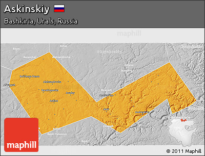 Political 3D Map of Askinskiy, lighten, desaturated