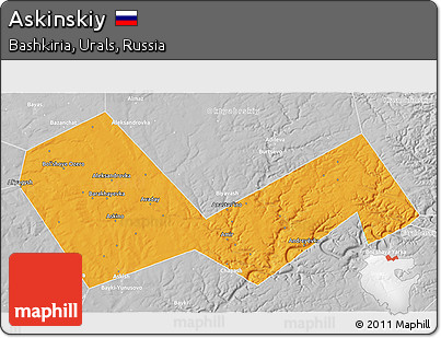 Political 3D Map of Askinskiy, lighten, desaturated