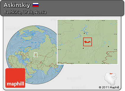Savanna Style Location Map of Askinskiy, hill shading