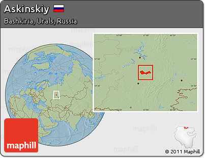 Savanna Style Location Map of Askinskiy, hill shading