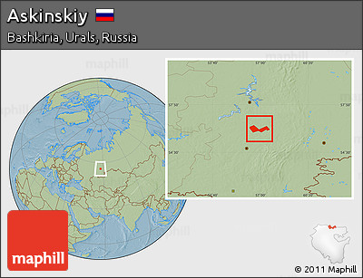 Savanna Style Location Map of Askinskiy, hill shading