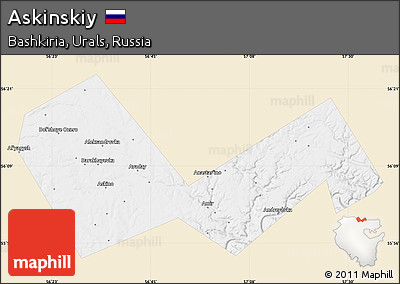 Classic Style Map of Askinskiy, single color outside