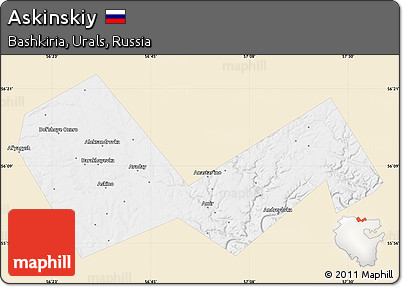 Classic Style Map of Askinskiy, single color outside