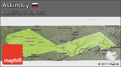 Physical Panoramic Map of Askinskiy, darken, semi-desaturated