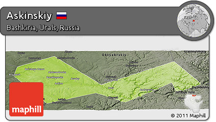 Physical Panoramic Map of Askinskiy, darken, semi-desaturated