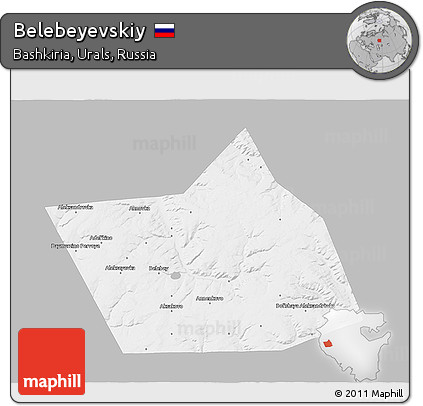 Gray 3D Map of Belebeyevskiy, single color outside