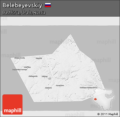 Gray 3D Map of Belebeyevskiy, single color outside