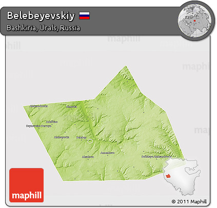 Physical 3D Map of Belebeyevskiy, cropped outside