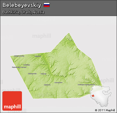 Physical 3D Map of Belebeyevskiy, cropped outside