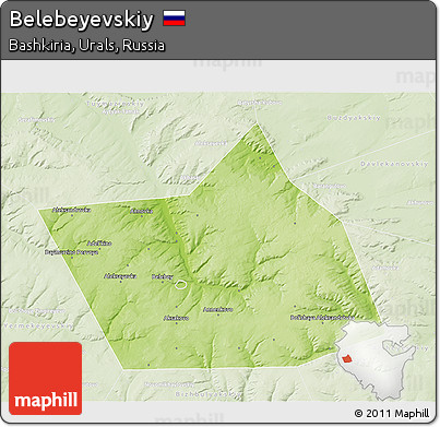 Physical 3D Map of Belebeyevskiy, lighten