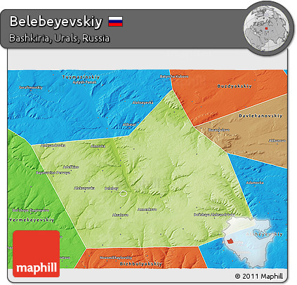 Physical 3D Map of Belebeyevskiy, political outside