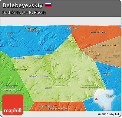 Physical 3D Map of Belebeyevskiy, political outside