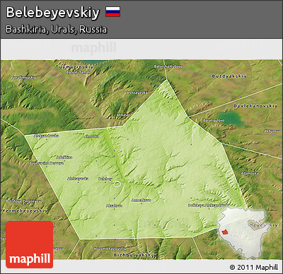 Physical 3D Map of Belebeyevskiy, satellite outside