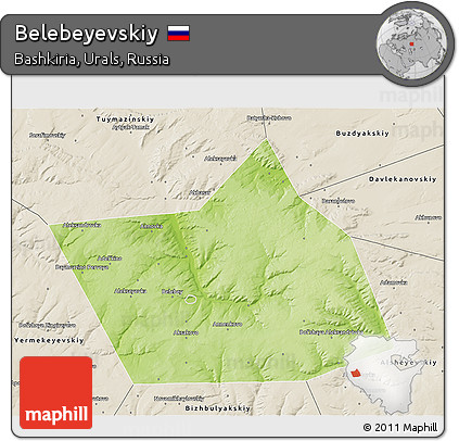 Physical 3D Map of Belebeyevskiy, shaded relief outside