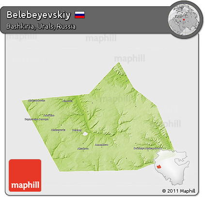 Physical 3D Map of Belebeyevskiy, single color outside