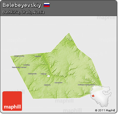 Physical 3D Map of Belebeyevskiy, single color outside