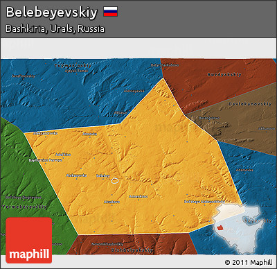 Political 3D Map of Belebeyevskiy, darken