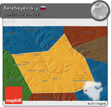 Political 3D Map of Belebeyevskiy, darken