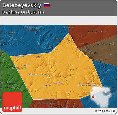 Political 3D Map of Belebeyevskiy, darken