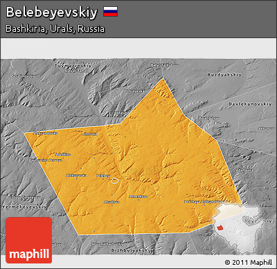 Political 3D Map of Belebeyevskiy, desaturated