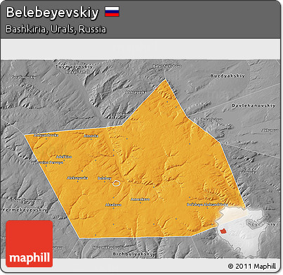 Political 3D Map of Belebeyevskiy, desaturated
