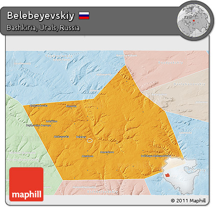 Political 3D Map of Belebeyevskiy, lighten