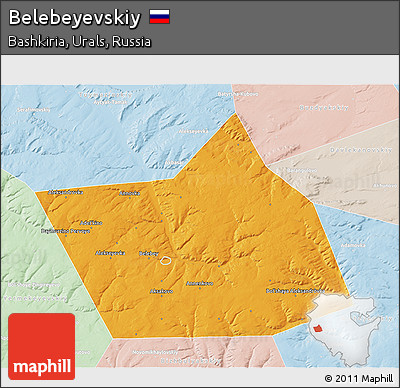 Political 3D Map of Belebeyevskiy, lighten